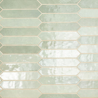 Light Green - 2.5x13 Renzo Picket Patterned Natural-Look Glossy Textured Ceramic Tile