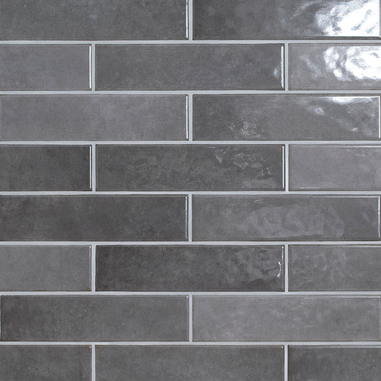 Dark Gray - 3x12 Renzo Patterned Natural-Look Glossy Textured Ceramic Tile
