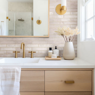 Ivory Beige - 2x10 Stella Mosaic Stone-Look Glossy Smooth Ceramic Tile