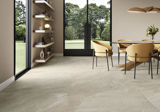 Sand Beige - 15x30 Traktion Stowe Slate-Look Matte Textured Porcelain Tile