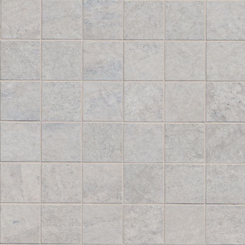 2x2 Traktion Stowe Mosaic Slate-Look Matte Textured Porcelain Tile Soft Grey