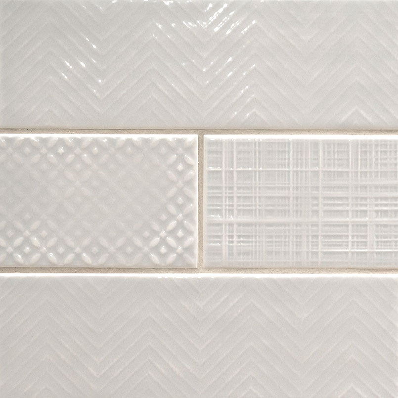 4x12 Urbano Grid Linear Solid-Color Glossy Smooth Ceramic Tile