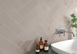 Beige - 4x12 Urbano Grid Linear Solid-Color Glossy Smooth Ceramic Tile
