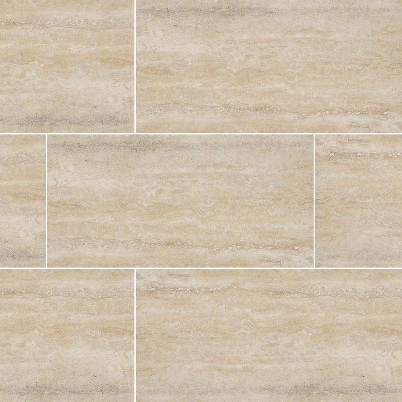 12x24 Veneto Travertine-Look Matte Textured Porcelain Tile Sand Beige