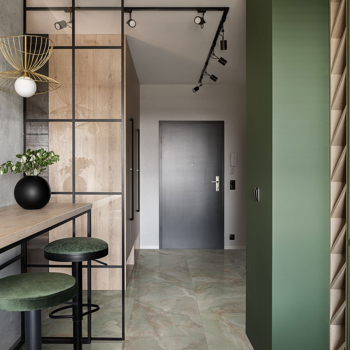 24x48 Verde Vivo Onyx-Look Polished Smooth Porcelain Tile