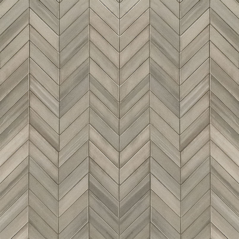 12x15 Watercolor Chevron Wood-Look Matte Smooth Porcelain Tile Taupe Gray