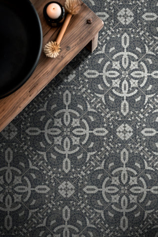 Charcoal White - 8x8 Constantino Patchwork Patterned Stone-Look Matte Textured Porcelain Tile