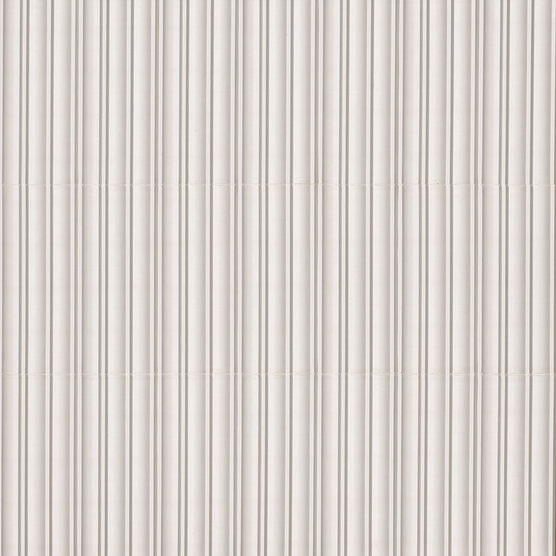 7x16 Folk Metallic-Look Satin 3D-Geometric Grooved Porcelain Tile Pearl White