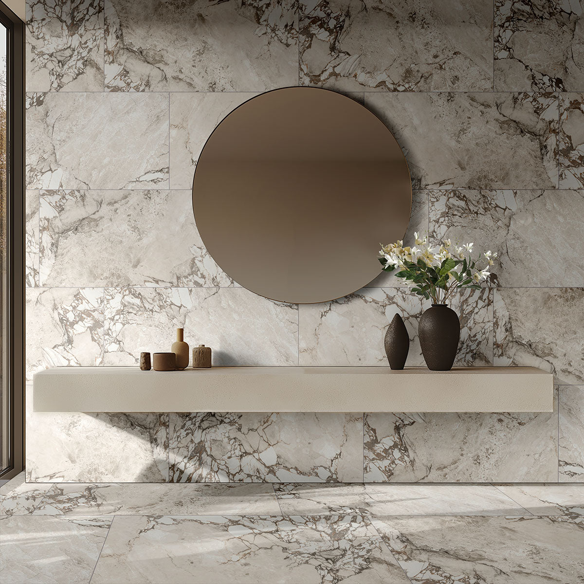 24x48 Via Marble-Look Matte Smooth Porcelain Tile Soft Beige