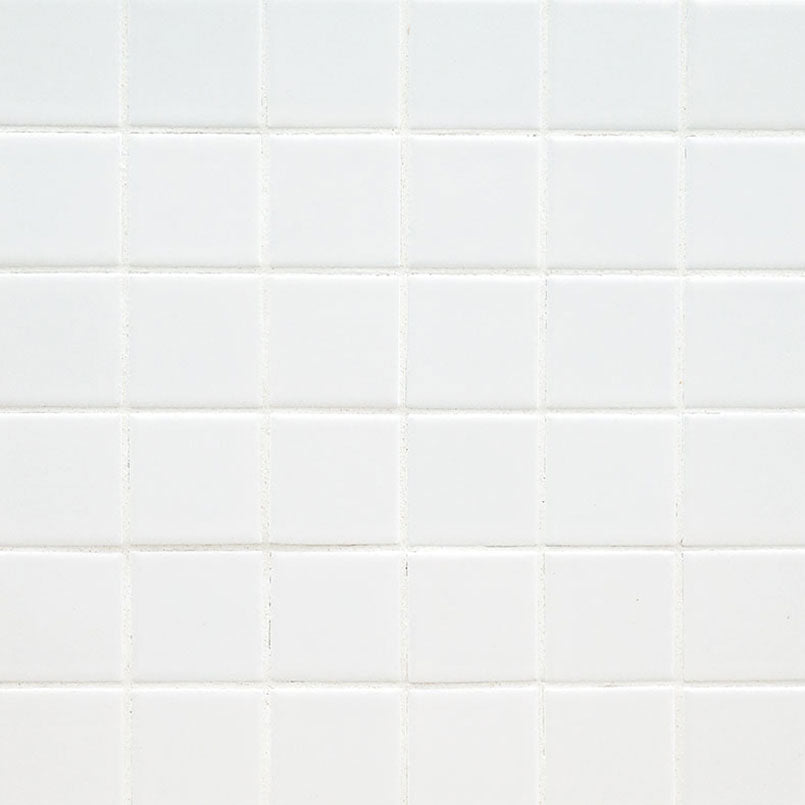 2x2 Domino Herringbone Mosaic Solid-Color Matte Smooth Porcelain Tile White Gray
