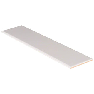 White - 4x16 Domino Bullnose Solid-Color Glossy Smooth Porcelain Tile