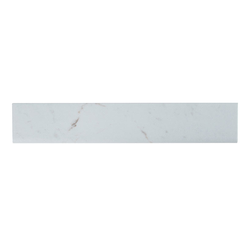 3x18 White Vena Bullnose Marble-Look Matte Smooth Ceramic Tile