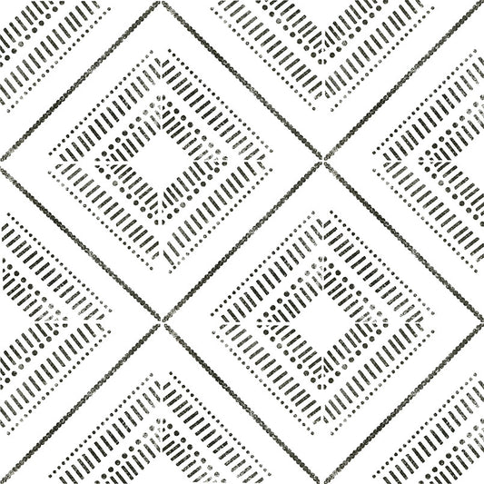Gray White - 8x8 Zaria Diamond Linear Patterned Stone-Look Matte Gritty Porcelain Tile