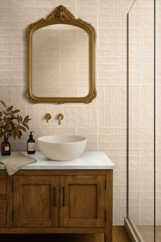 Cream Beige - 2.5x8 Zest Solid-Color Satin Wavy Ceramic Tile