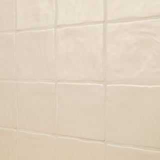 Cream Beige - 4x4 Zest Solid-Color Satin Undulated Ceramic Tile