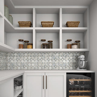 Marble Gray - 12x12 Sublimity Diamond Framed Border Mosaic Marble-Look Honed Natural Marble Tile