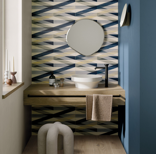 Blue Cream - 24x48 Eforea Abstract Pattern Linear Patterned Mixed-Color Matte Smooth Porcelain Tile
