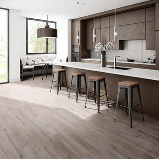 Light Taupe - 8x8 D_segni Terrazzo Scroll Vine Patterned Encaustic-Look Matte Smooth Porcelain Tile