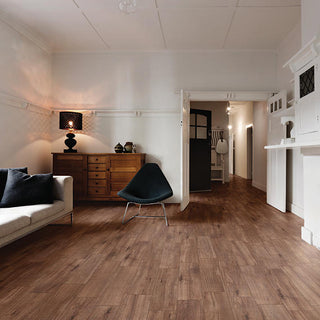 Dark Brown - 8x8 D_segni Terrazzo Scroll Vine Patterned Encaustic-Look Matte Smooth Porcelain Tile
