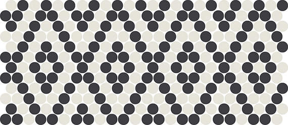 10x22 Unglazed Mosaics Circle Penny Round Diamond Mosaic Mixed-Color Matte Smooth Porcelain Tile Black White