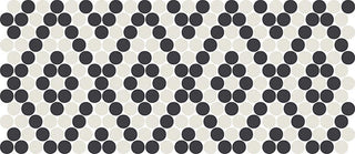 Black White - 10x22 Unglazed Mosaics Circle Penny Round Diamond Mosaic Mixed-Color Matte Smooth Porcelain Tile