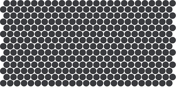 10x22 Keystones Circle Penny Round Mosaic Solid-Color Matte Smooth Porcelain Tile Jet Black
