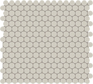 Stone Gray - 12x14 Color Story Mosaics Circle Penny Round Mosaic Solid-Color Matte Smooth Ceramic Tile