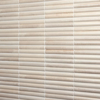 Warm Beige - 2x10 Remedy Mosaic Solid-Color Glossy 3D-Geometric Fluted Porcelain Tile