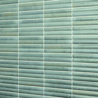 Soft Sage - 2x10 Remedy Mosaic Solid-Color Glossy 3D-Geometric Fluted Porcelain Tile