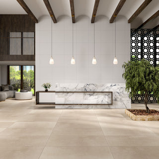 White - 24x48 Cohesion Natural Concrete-Look Matte Smooth Porcelain Tile