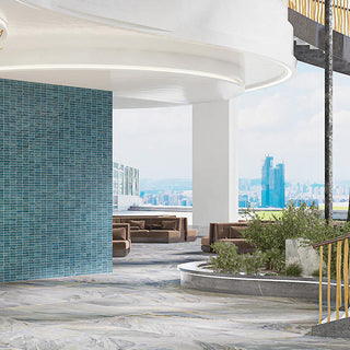 Slate Blue - 2x6 Rice Leaf Patterned Mixed-Color Glossy Smooth Porcelain Tile