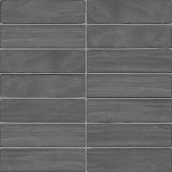 3x12 Artcrafted Handcrafted Solid-Color Glossy Smooth Ceramic Tile Slate Gray