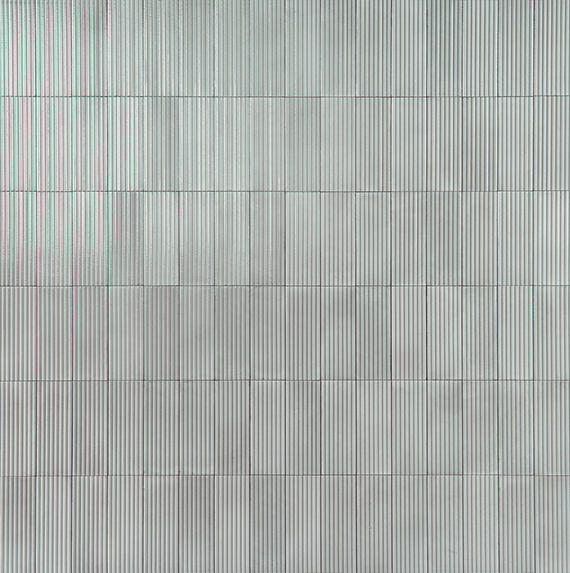 3x8 Rice Natural Solid-Color Glossy 3D-Geometric Ribbed Porcelain Tile Soft Gray