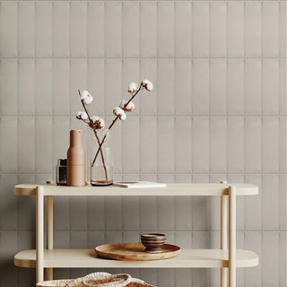 Soft Beige - 4x12 Stencil Wave-Line Natural 3D-Geometric Solid-Color Matte Smooth Porcelain Tile