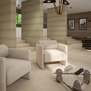 Muted Green - 3 1/2x15 Terramater Fluted Mosaic Solid-Color Glossy Wavy Porcelain Tile