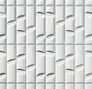 4x16 Idiosync 3D-Geometric Sculpted Solid-Color Glossy Undulated Ceramic Tile