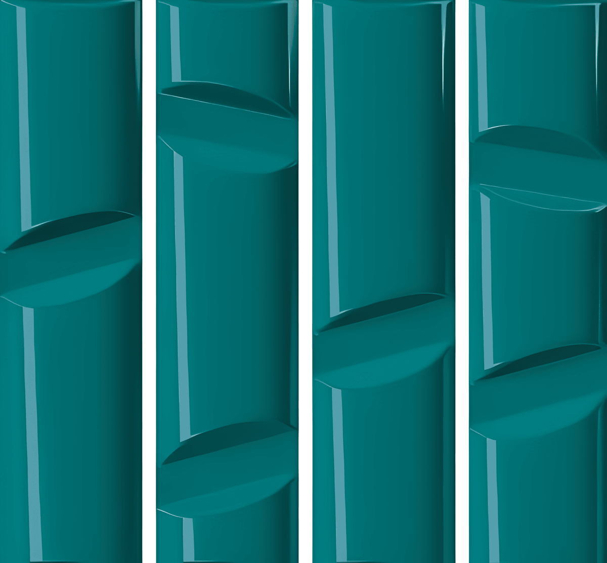4x16 Idiosync 3D-Geometric Sculpted Solid-Color Glossy Undulated Ceramic Tile