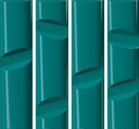 4x16 Idiosync 3D-Geometric Sculpted Solid-Color Glossy Undulated Ceramic Tile