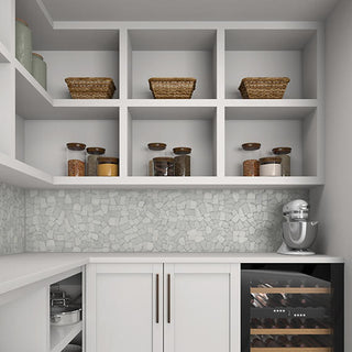 Storm Gray - 14x12 Raine Polygon Fragment Shard Mosaic Pebble-Look Tumbled Natural Marble Tile