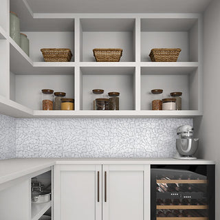 Marble White - 14x12 Raine Polygon Fragment Shard Mosaic Pebble-Look Tumbled Natural Marble Tile