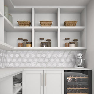 Gray Marble - 12x10 Fonte Hexagon Trident Mosaic Marble-Look Honed Natural Marble Tile