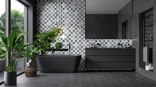 White Gray - 3x3 Firenze Mosaic Natural-Look Polished Smooth Marble Tile