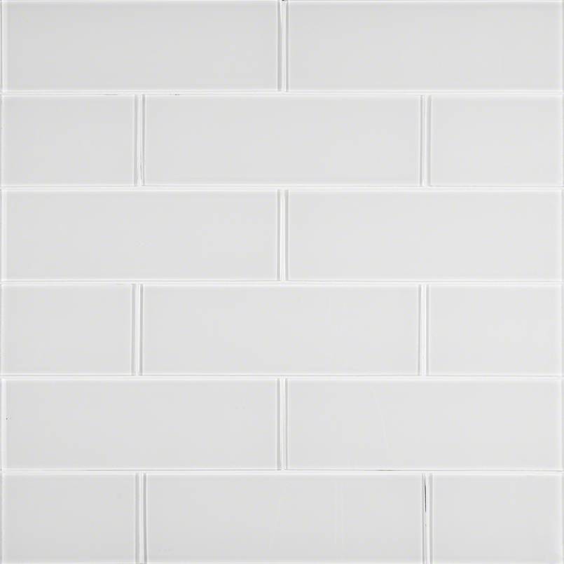 4x12 Ice Patterned Solid-Color Glossy Smooth Glass Tile White