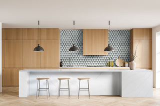 Silver Gray - 12x12 Ice Hexagon Mosaic Solid-Color Glossy Beveled Glass Tile
