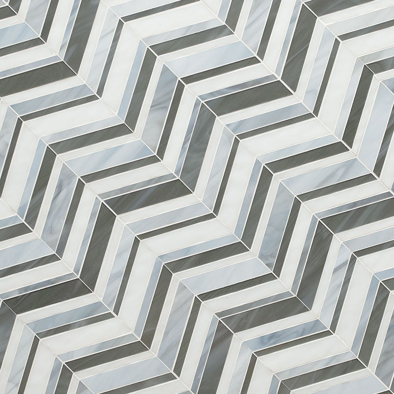 12x12 Urban Chevron Mosaic Mixed-Color Glossy Textured Glass Tile