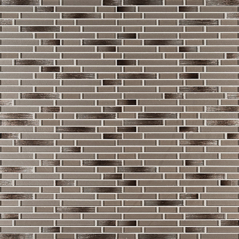 12x12 Champagne Mosaic Metallic-Look Glossy Textured Glass Tile