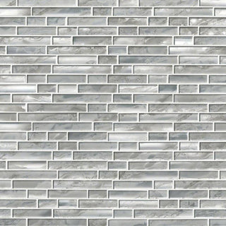 Gray Silver - 12x12 Silver Mosaic Metallic-Look Glossy Smooth Glass Tile