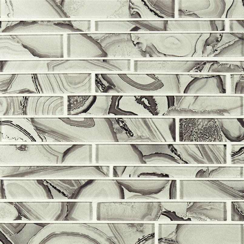 12x12 Super Nova Mosaic Stone-Look Glossy Smooth Glass Tile Gray Brown