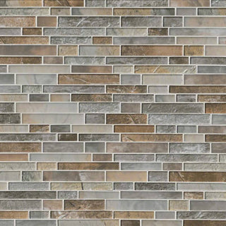 Gray Brown - 12x12 Taos Mosaic Stone-Look Glossy Smooth Glass Tile