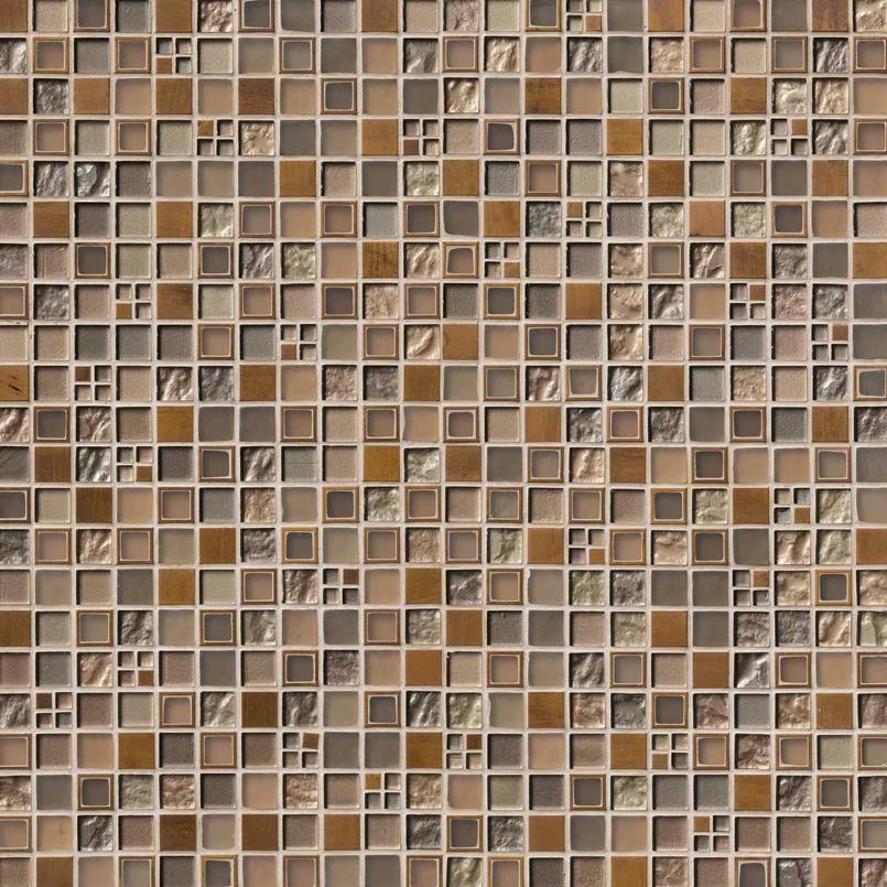 12x12 Manhattan Mosaic Metallic-Look Metallic Textured Glass Tile